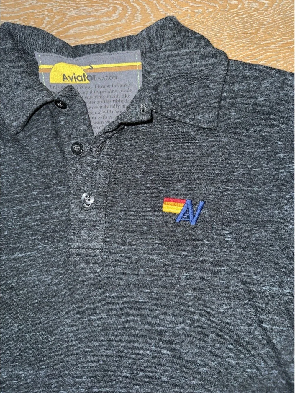 Aviator Nation Mens Small Charcoal Gray Short Sleeve Polo Made in USA